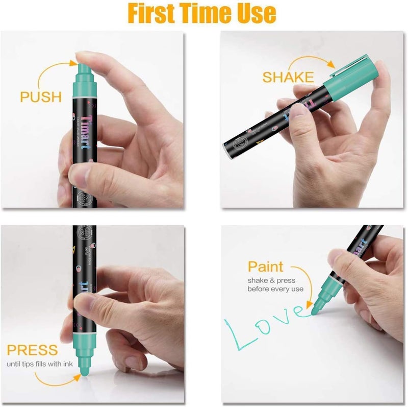 Timart Vintage 8 Pack Liquid Chalk Markers, Bold Wet & Dry Erase Marker Pens for Chalkboards Signs, Blackboards, Windows, Glass- 6mm Reversible Tip, with Chalkboard Labels - Image 5